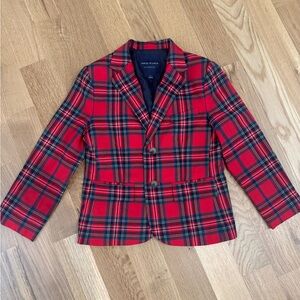 Janie + Jack • Red Tartan Plaid Blazer • Boys Size 6 • EUC Worn Once • TTS